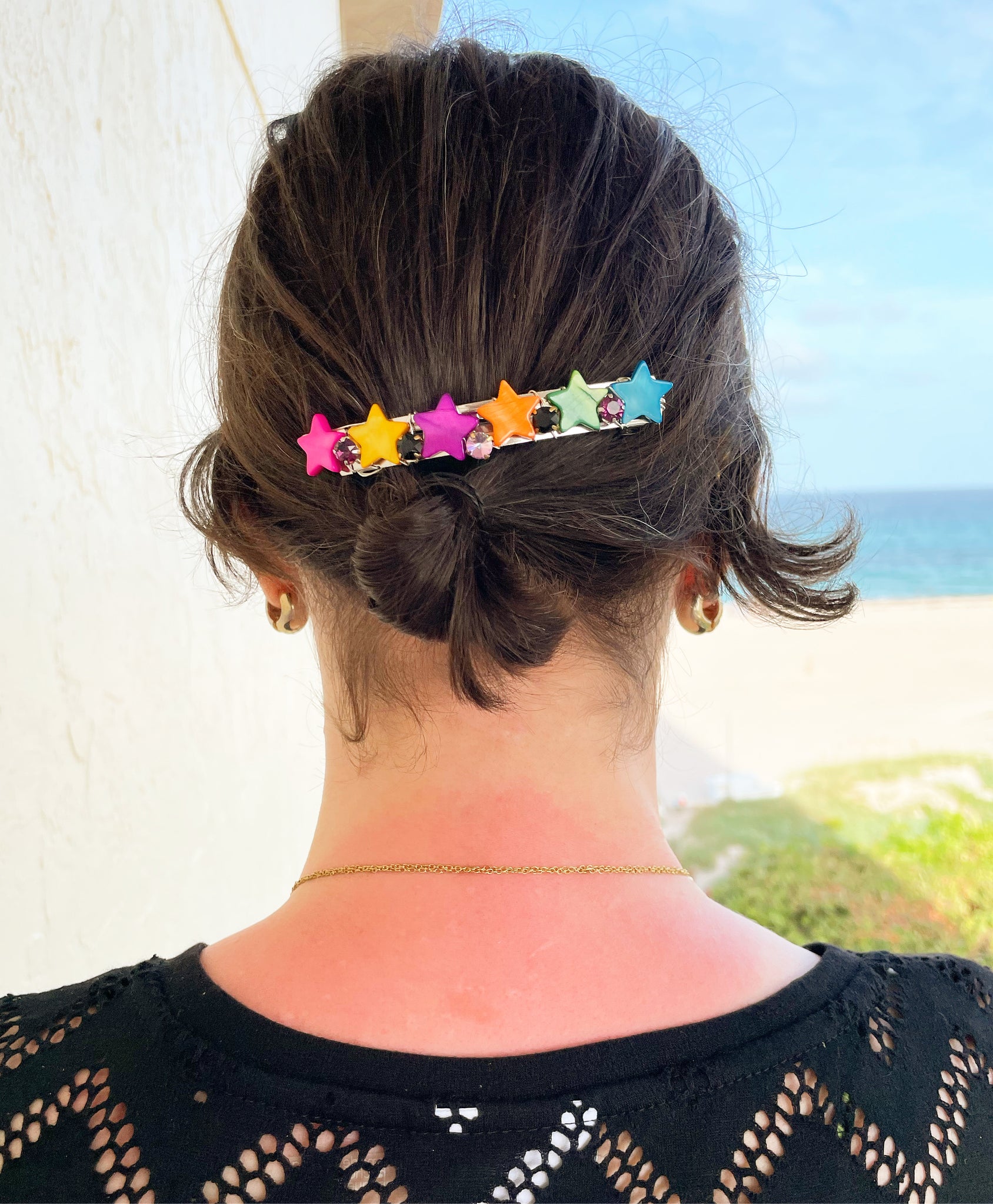 Mother-of-Pearl Star Crystal Barrette