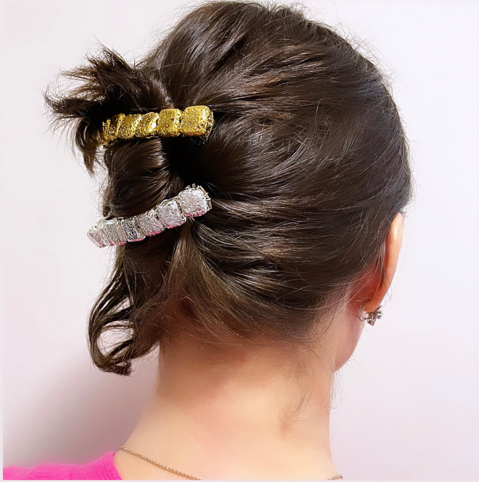 Metallic Gemstone Rock Barrette
