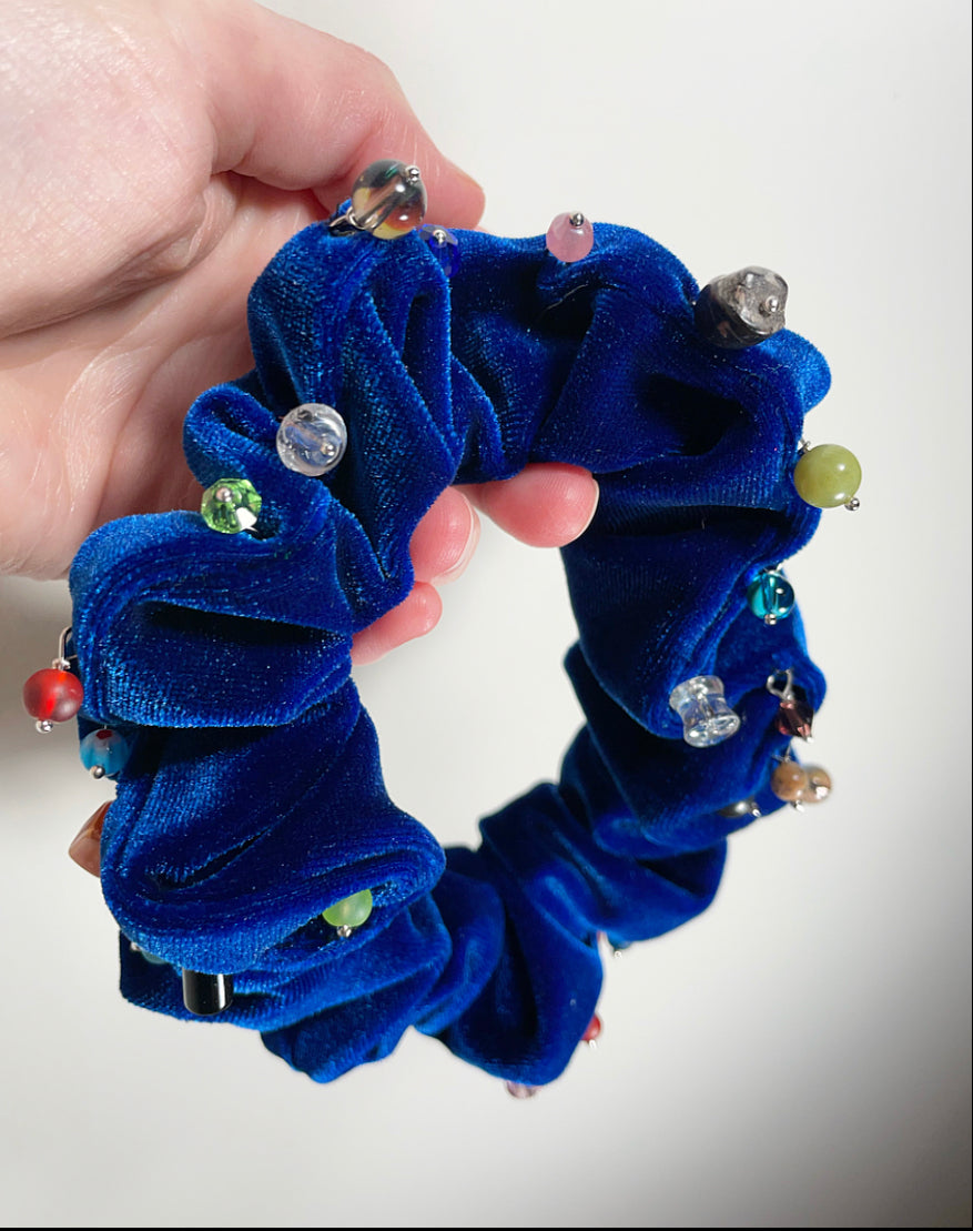 Hanging Jeweled Velvet Scrunchie