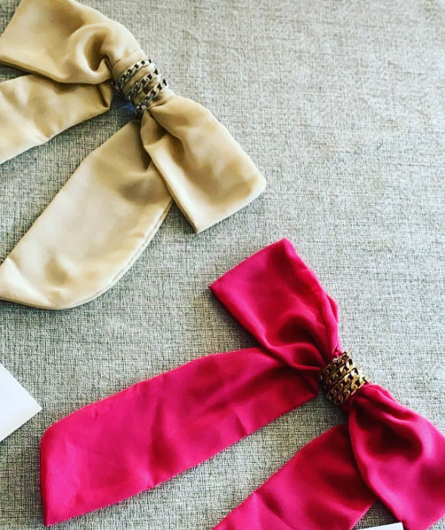 Chain Chiffon Bow Barrette