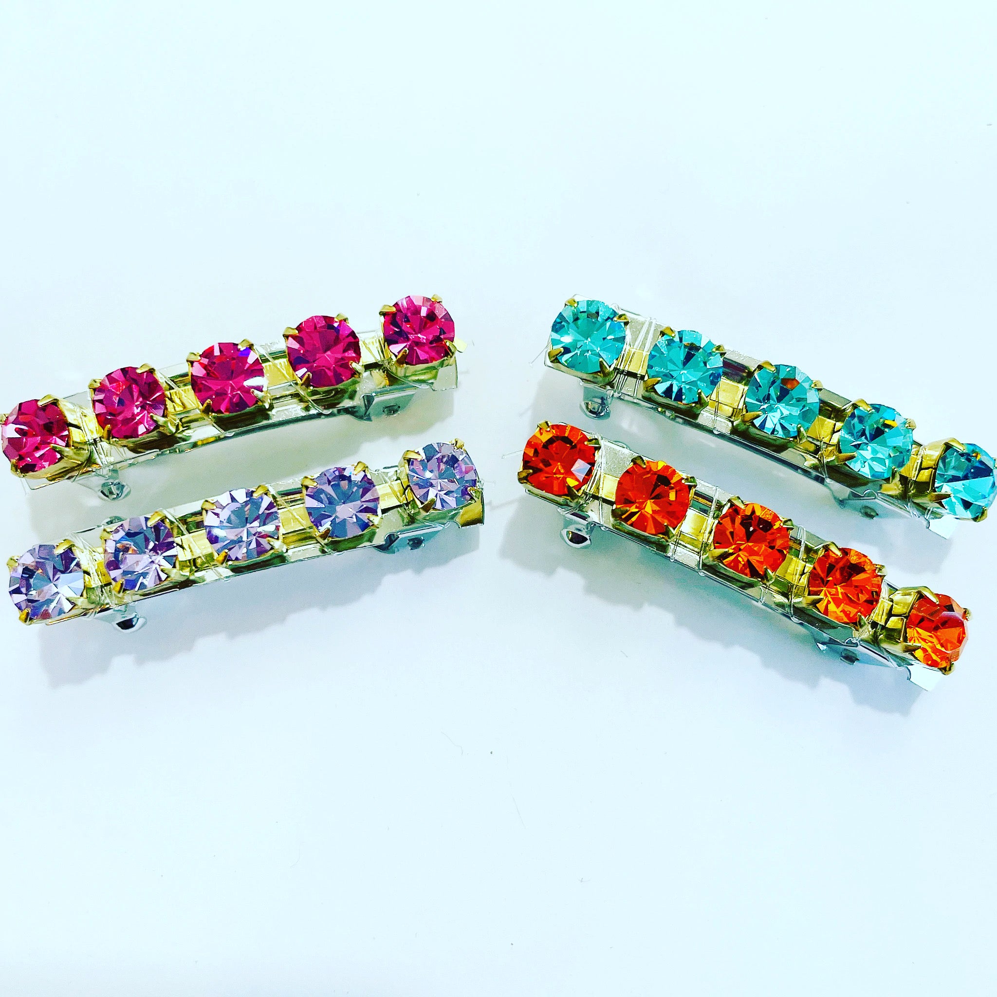 Mini Crystal Chain Barrette Set