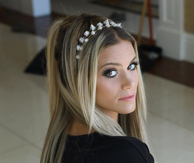 Crystal Pyramid Spike Beaded Headpiece