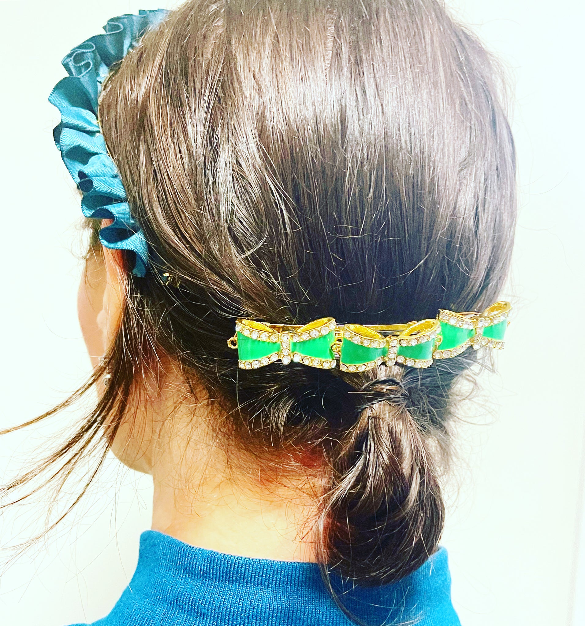 Enamel Crystal Bow Barrette