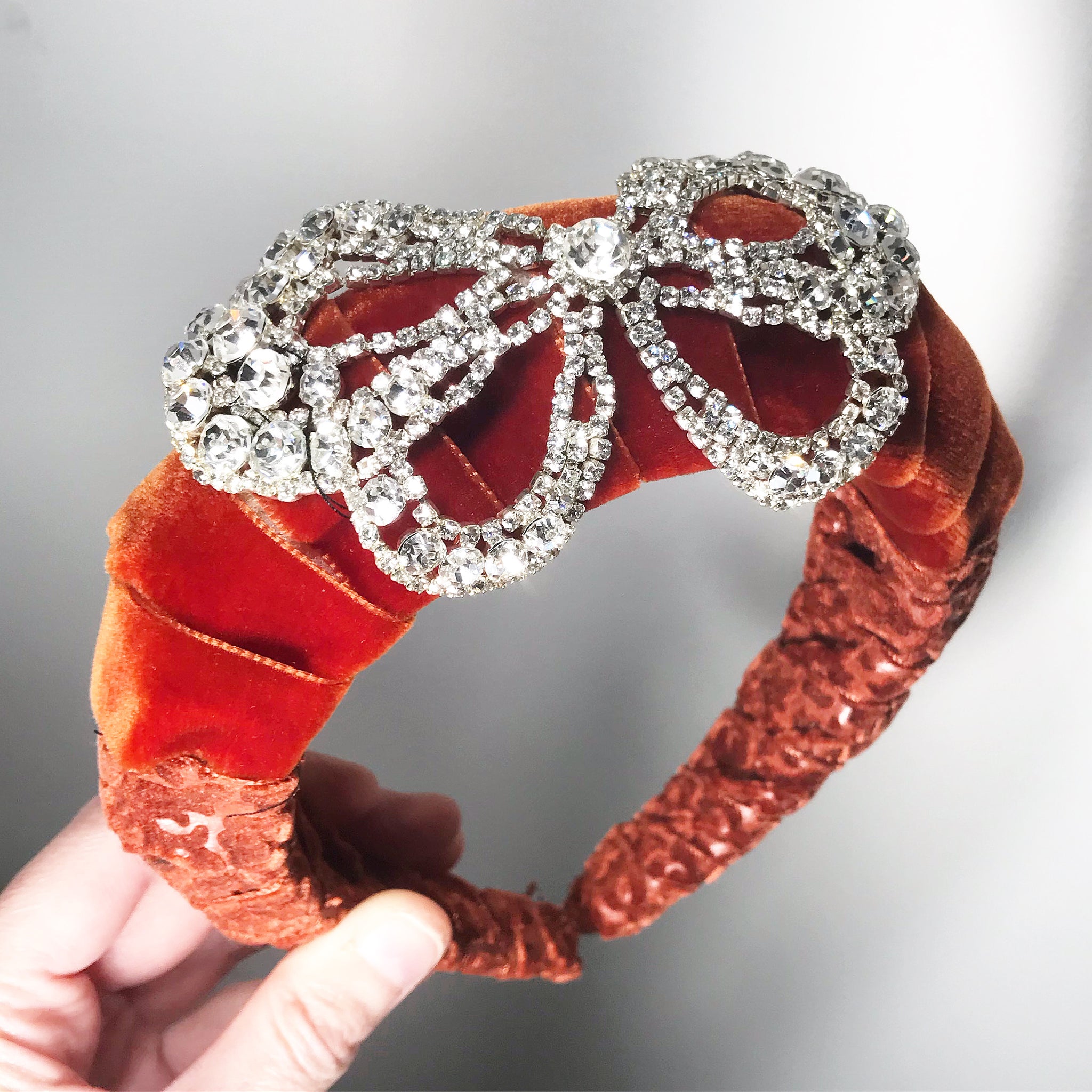 Crystal Bow Velvet Padded Headband