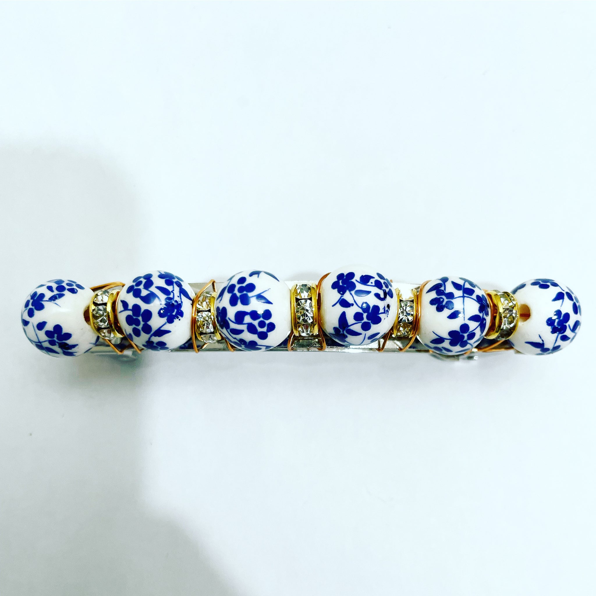 Porcelain Floral Crystal Barrette