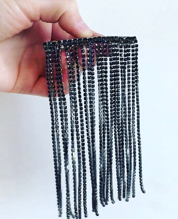 Gunmetal Crystal Fringe Barrette