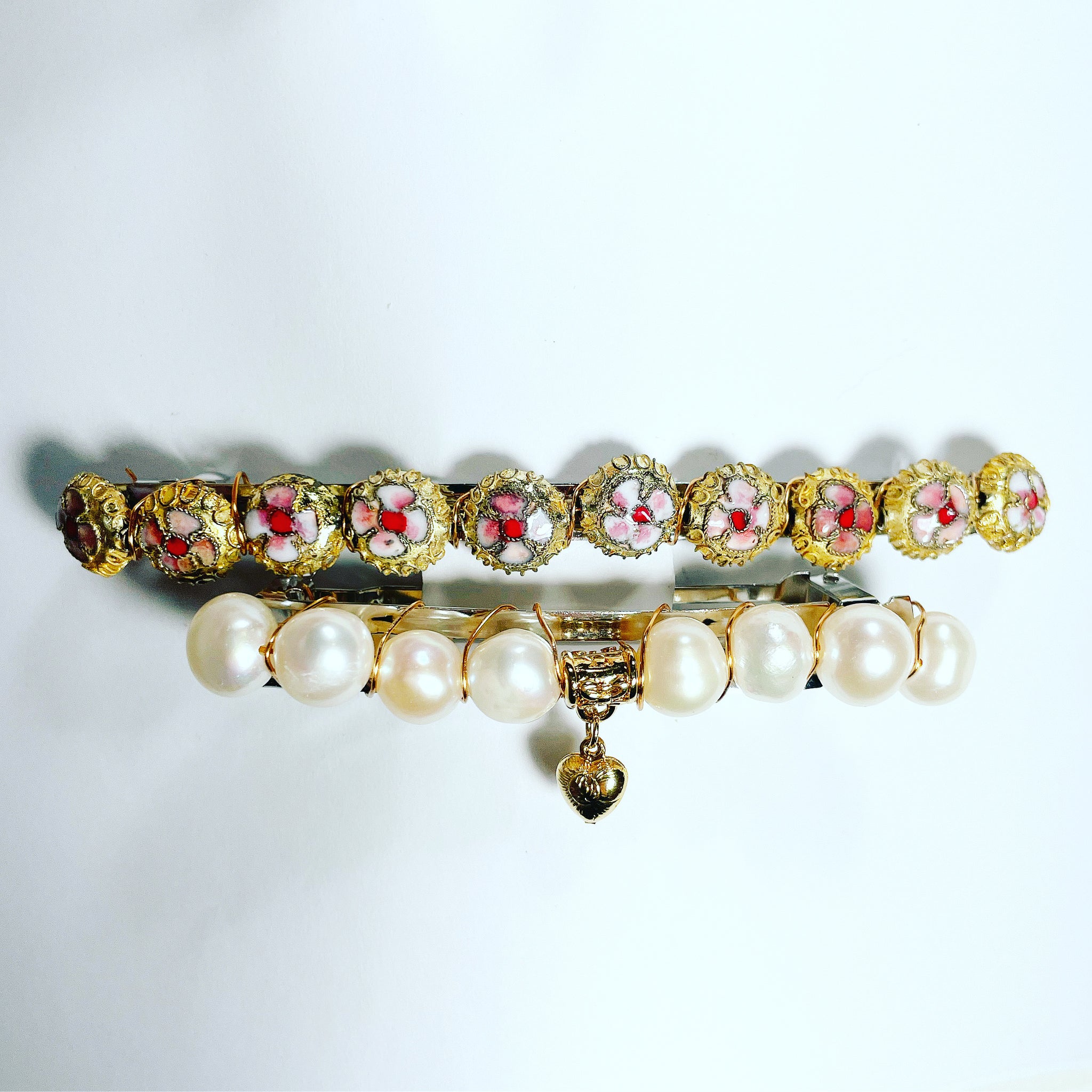 Heart Charm Pearl Barrette