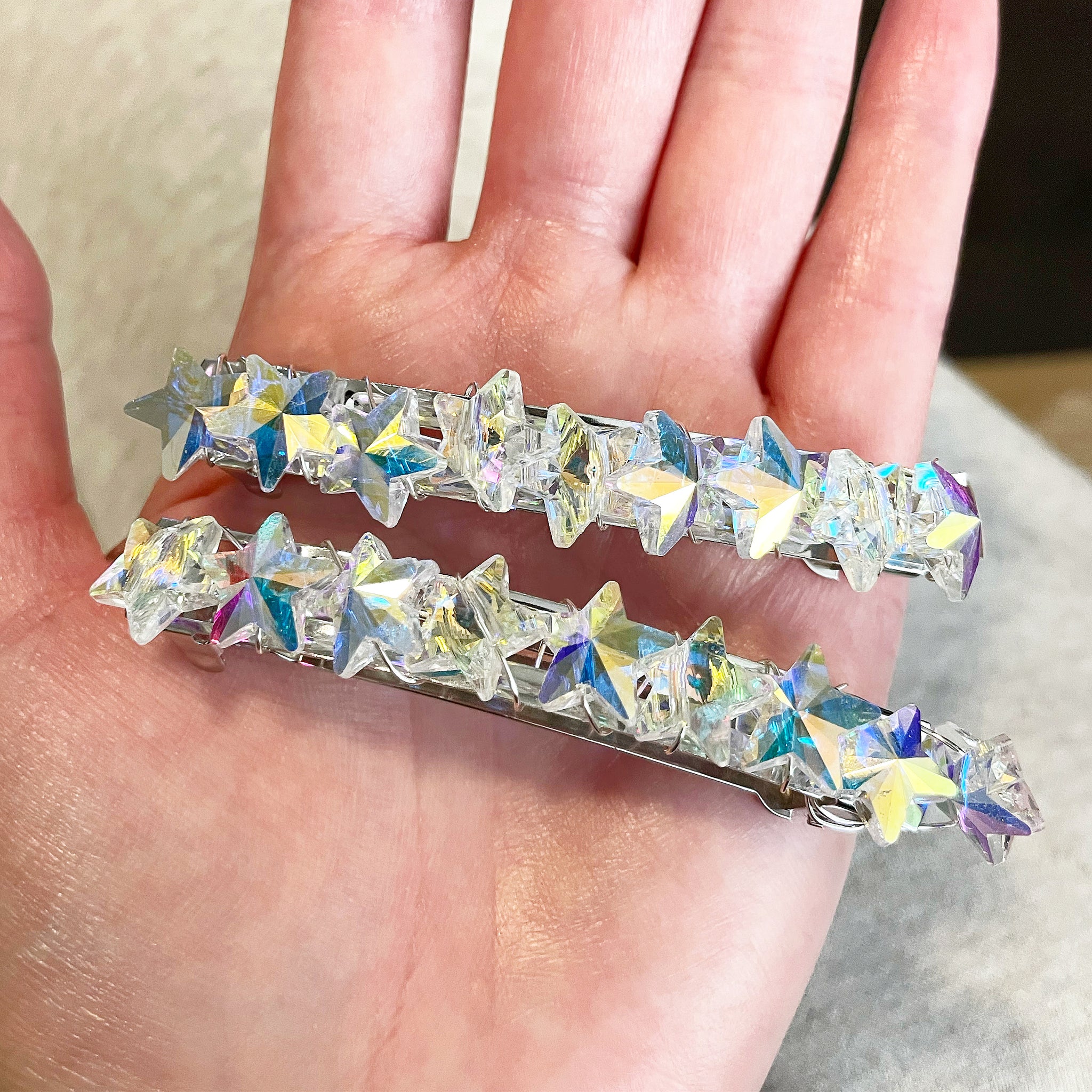 Iridescent Crystal Star Barrette
