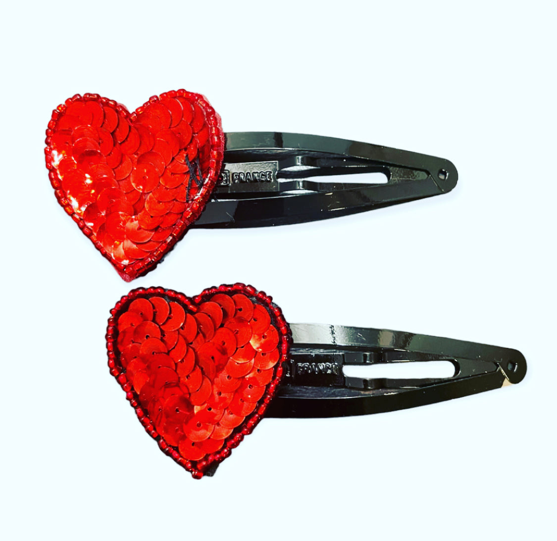 Sequin Heart Snap Clip Set