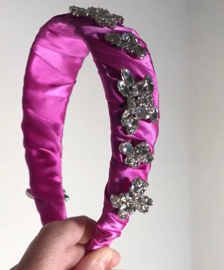 Crystal Flower Satin Headband