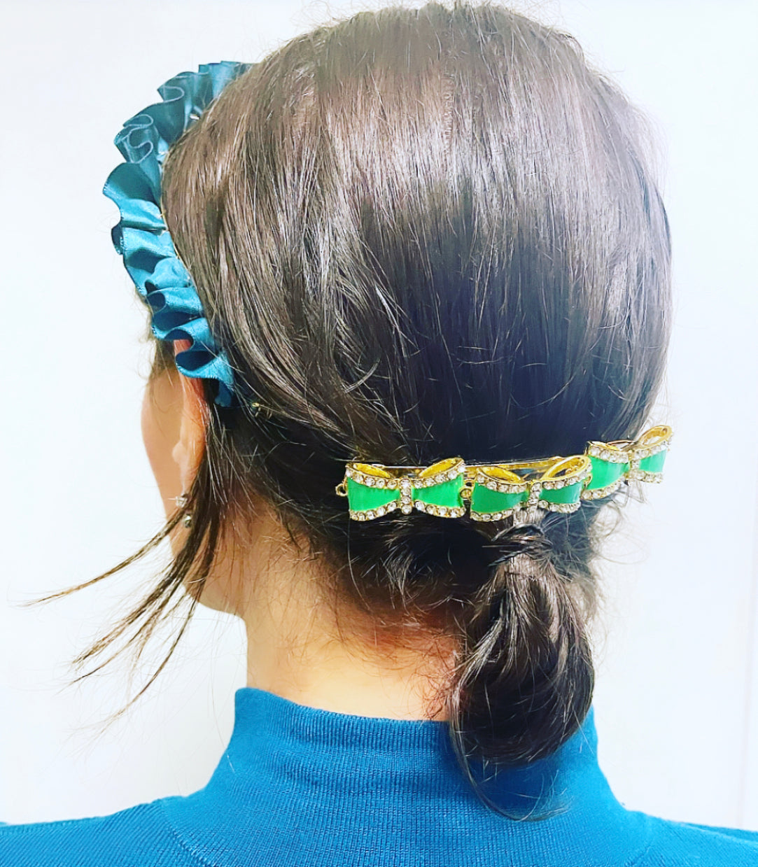 Satin Ruffle Crystal Chain Crown