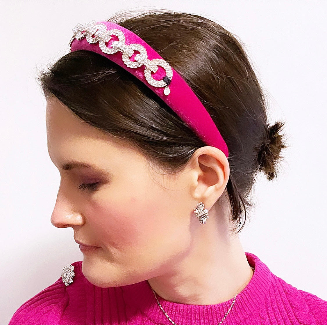 Crystal Chain Velvet Padded Headband