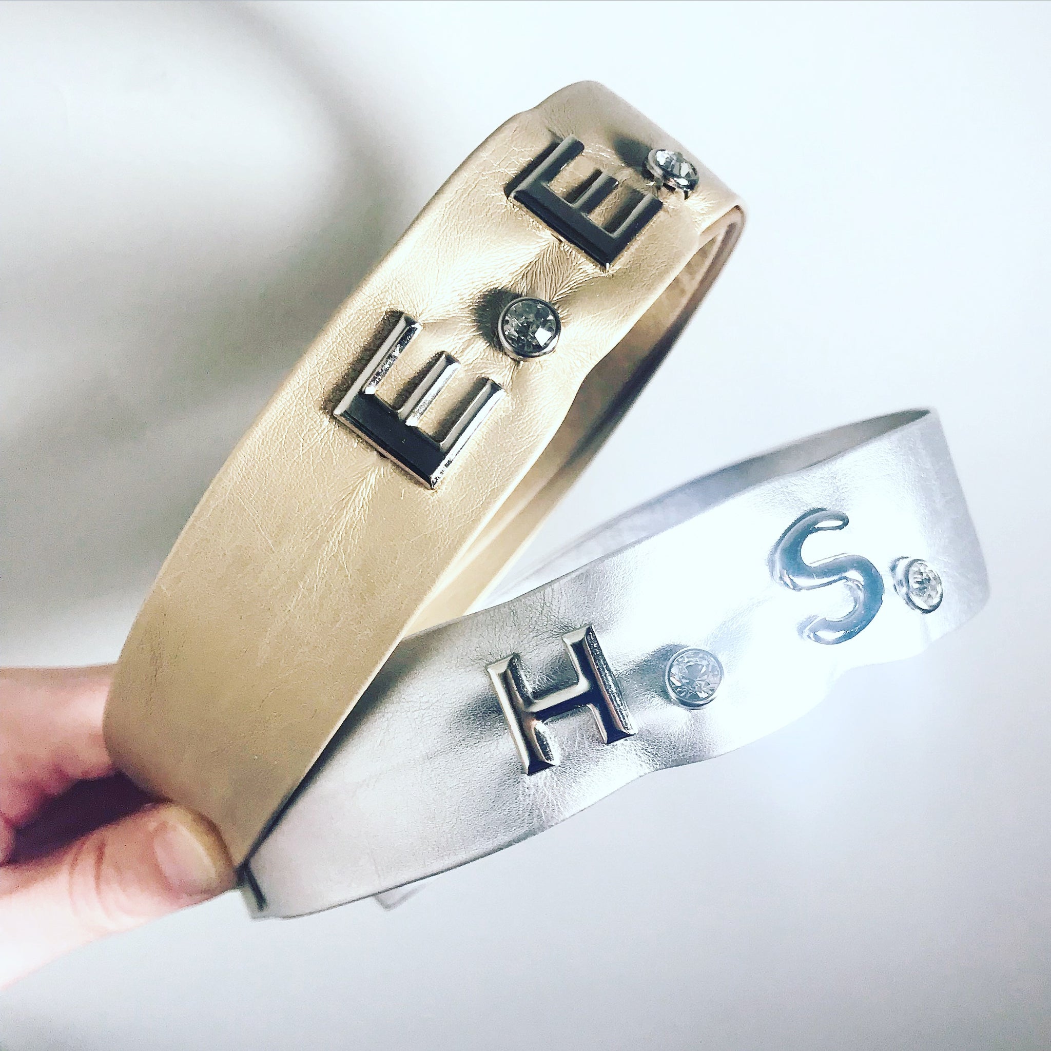 Faux Leather Studded Initial Headband
