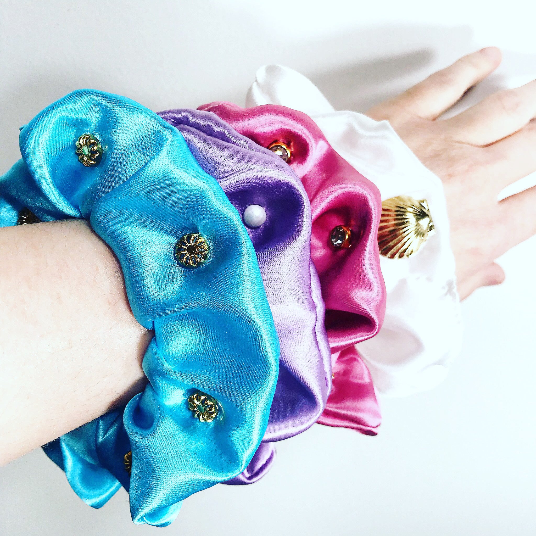 Silk Satin Studded Scrunchie