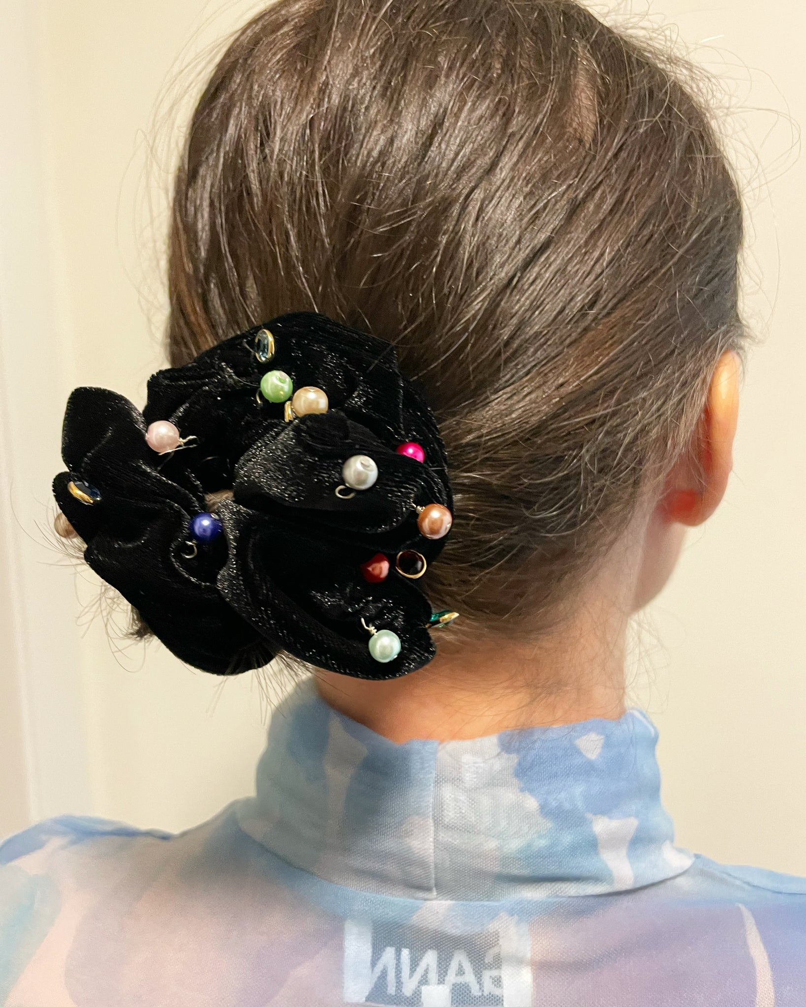 Hanging Jeweled Velvet Scrunchie