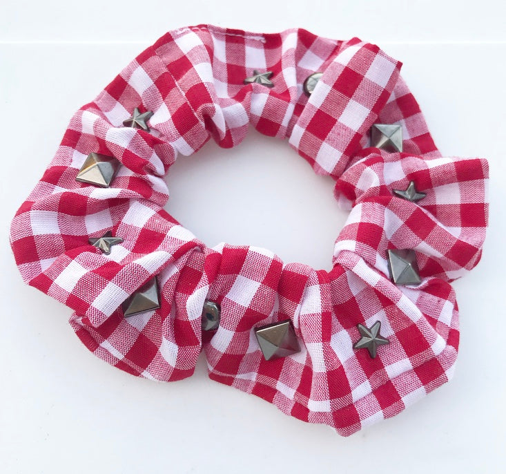 Studded Gingham Scrunchie