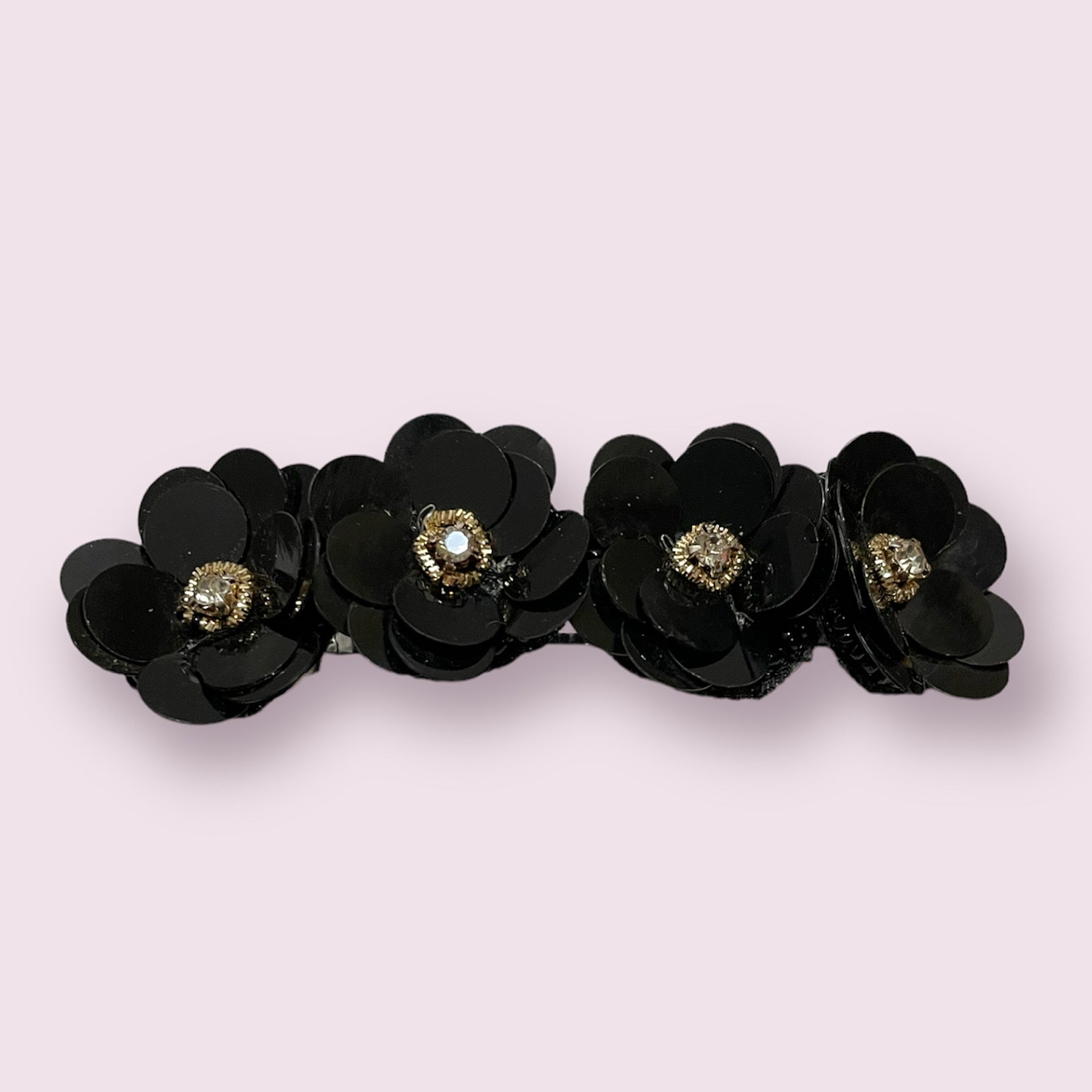 Sequin Crystal Floral Barrette