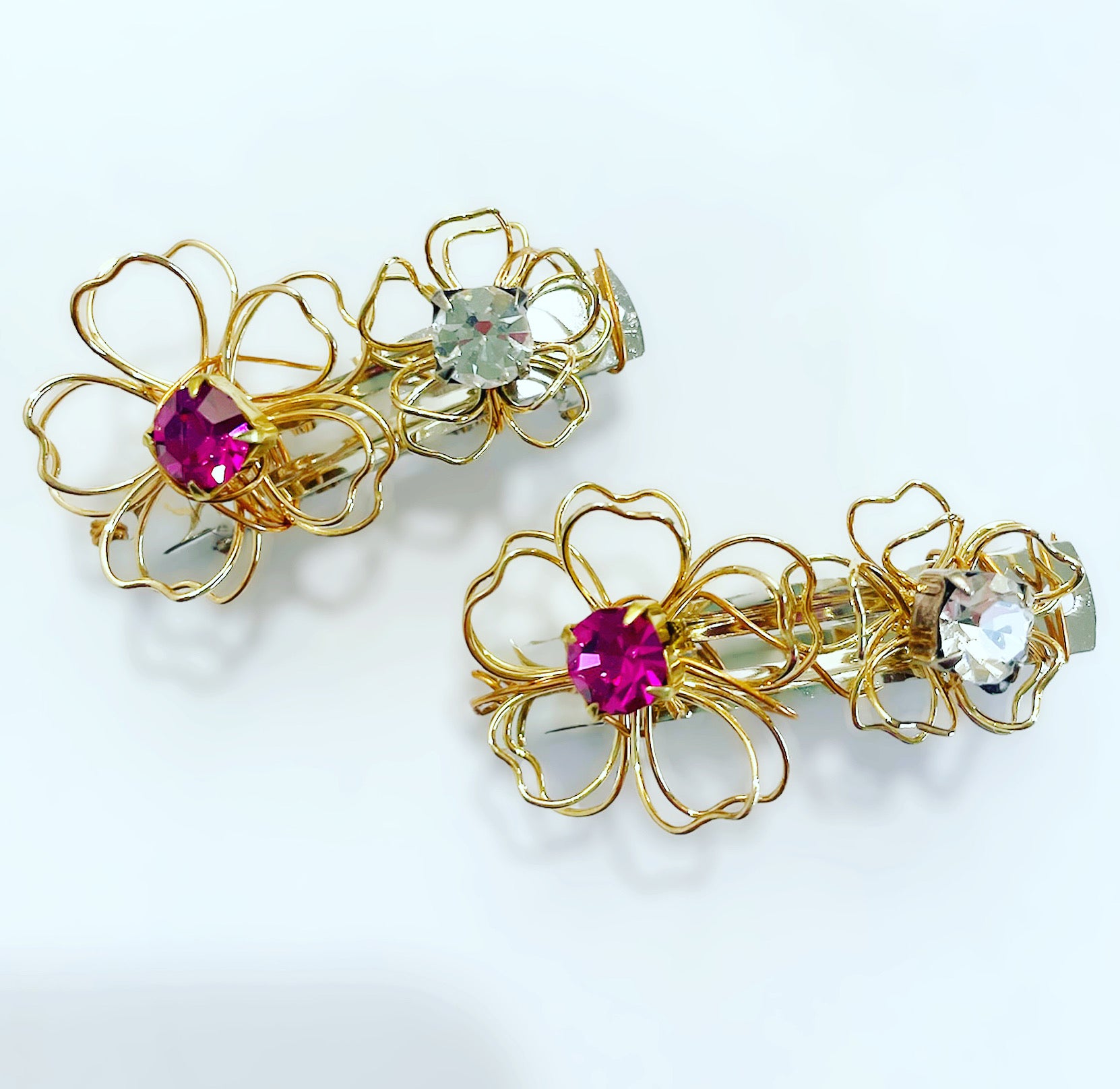 Crystal Flower Frame Barrette Set