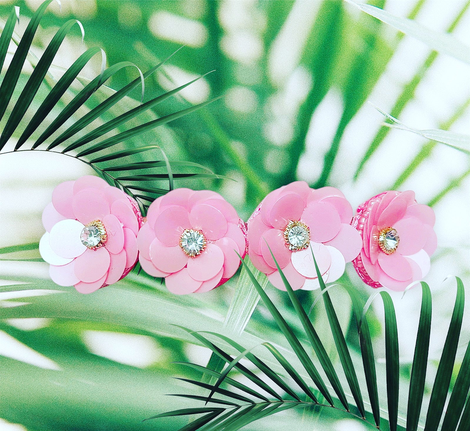Sequin Crystal Floral Barrette