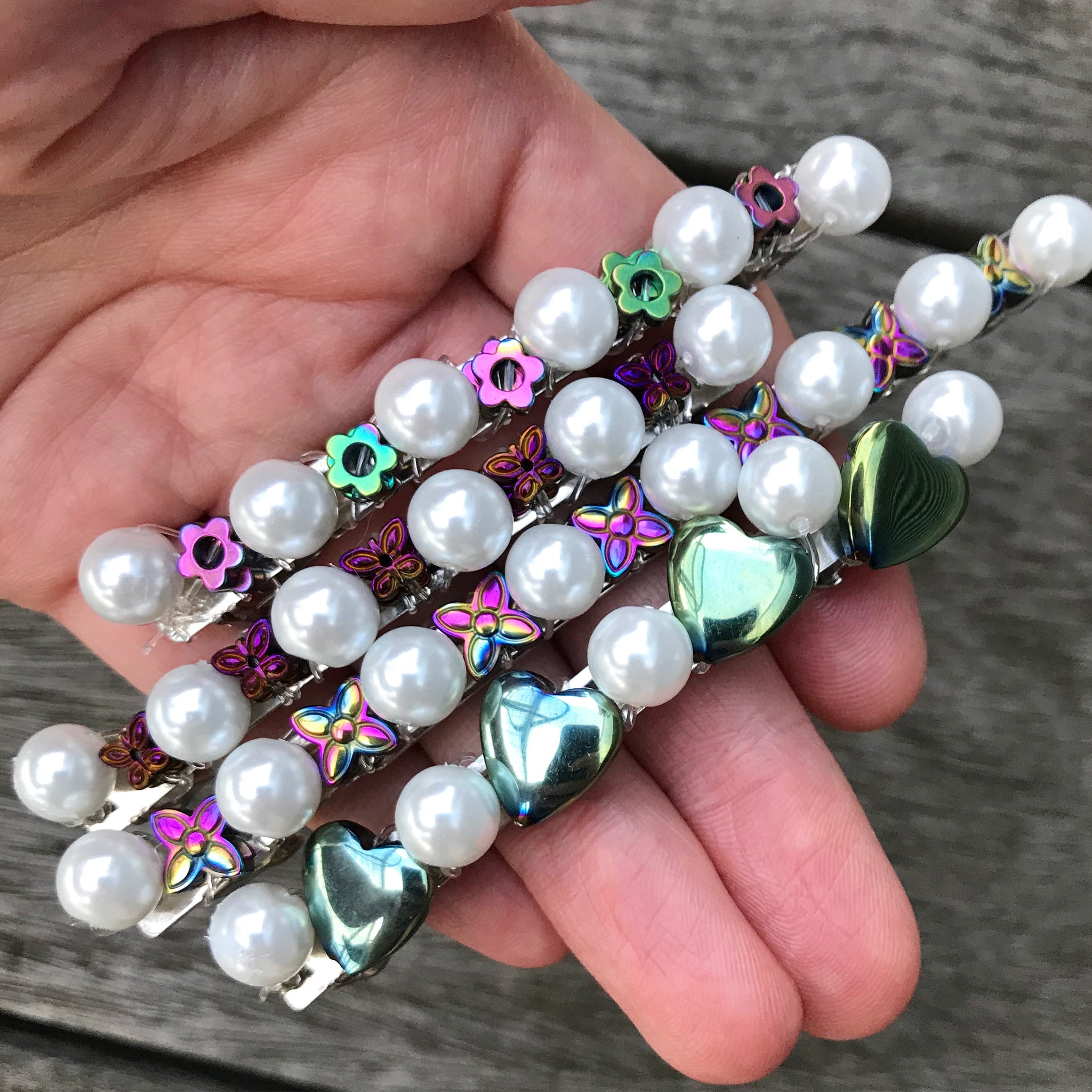 Rainbow Pearl Barrette