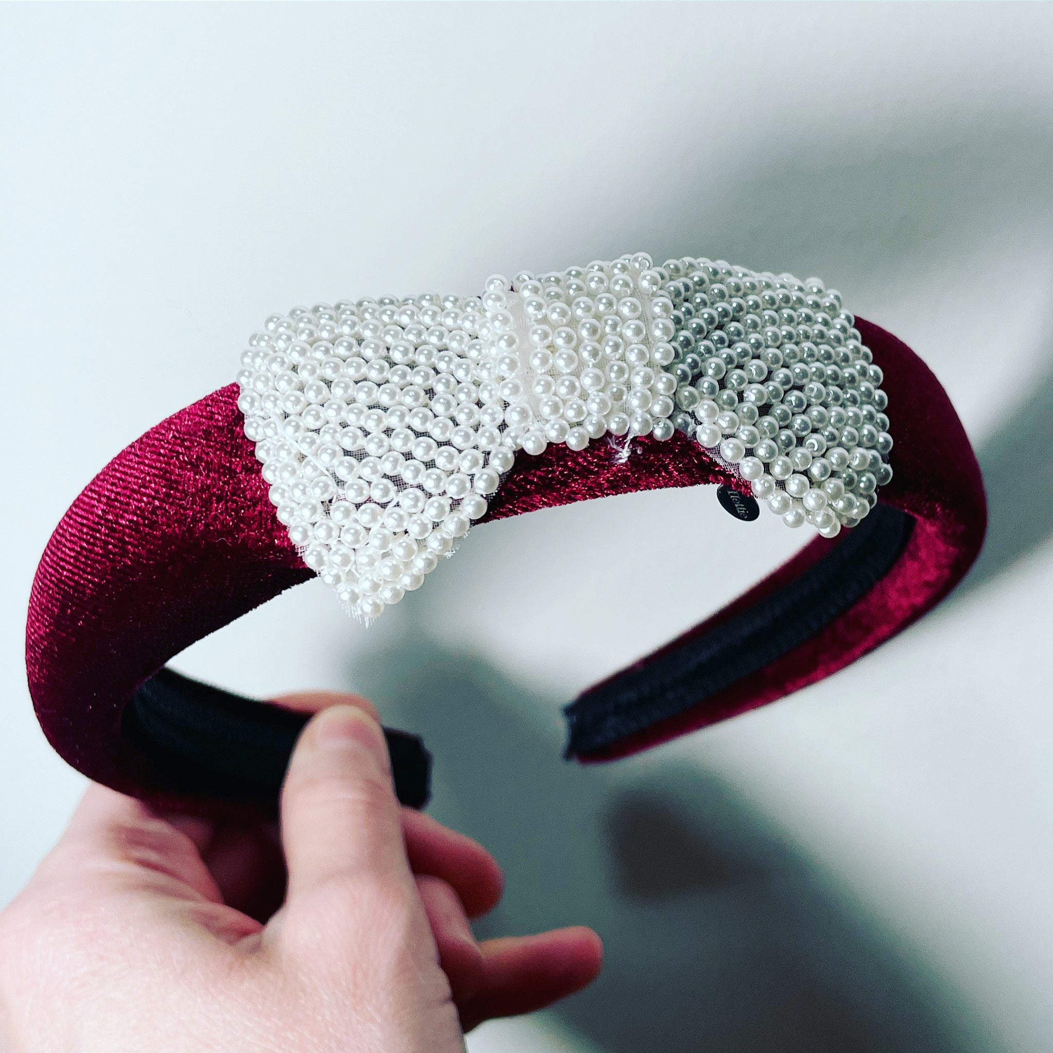 Pearl Bow Velvet Padded Headband