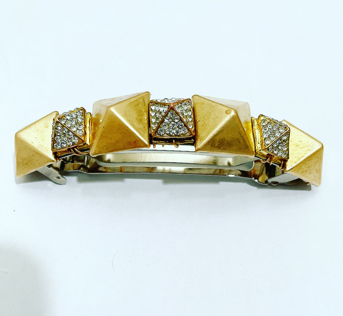 Studded Crystal Pyramid Cuff Barrette