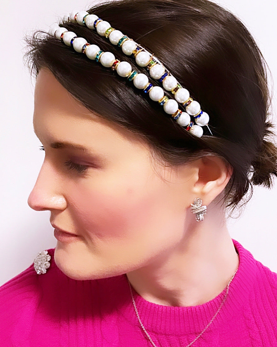 Multi-Color Crystal Pearl Headpiece