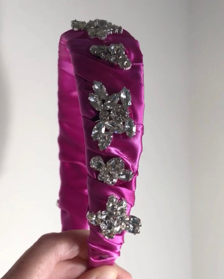 Crystal Flower Satin Headband