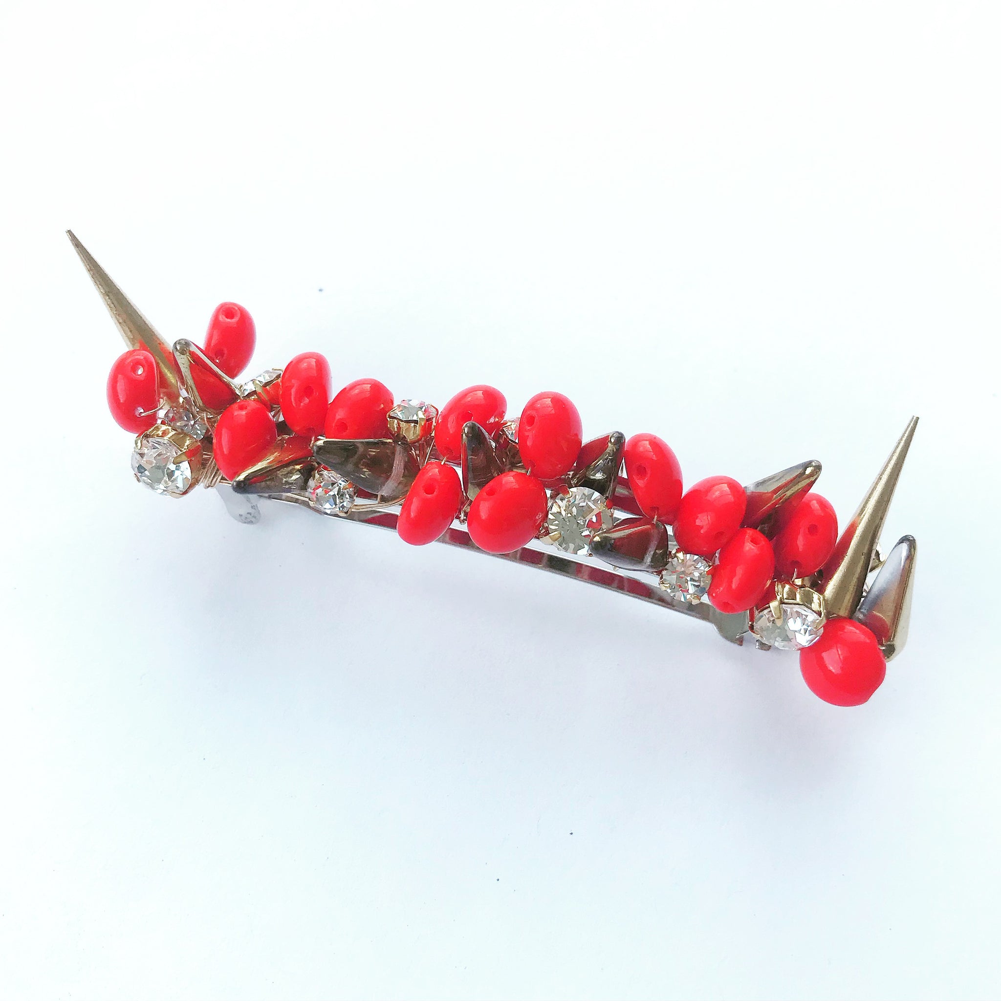 Cherry Crystal Spike Barrette