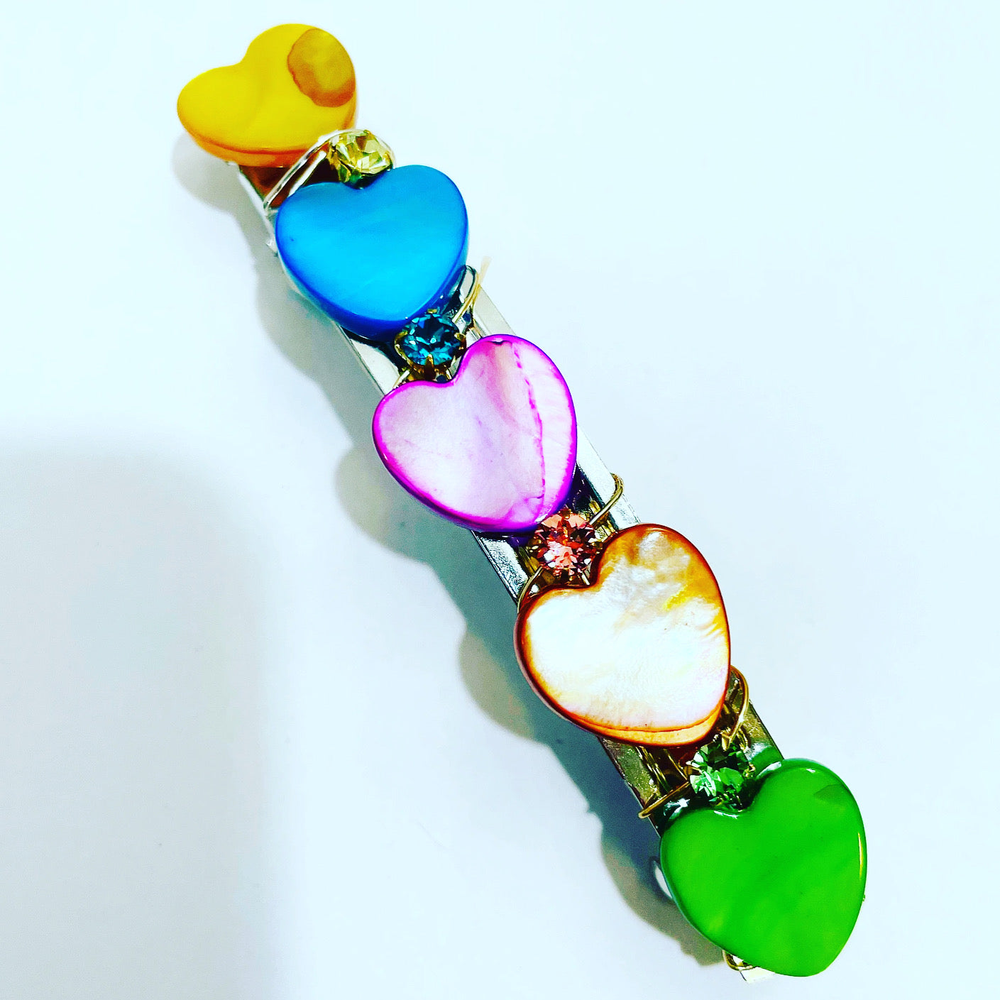 Mother-of-Pearl Heart Crystal Barrette