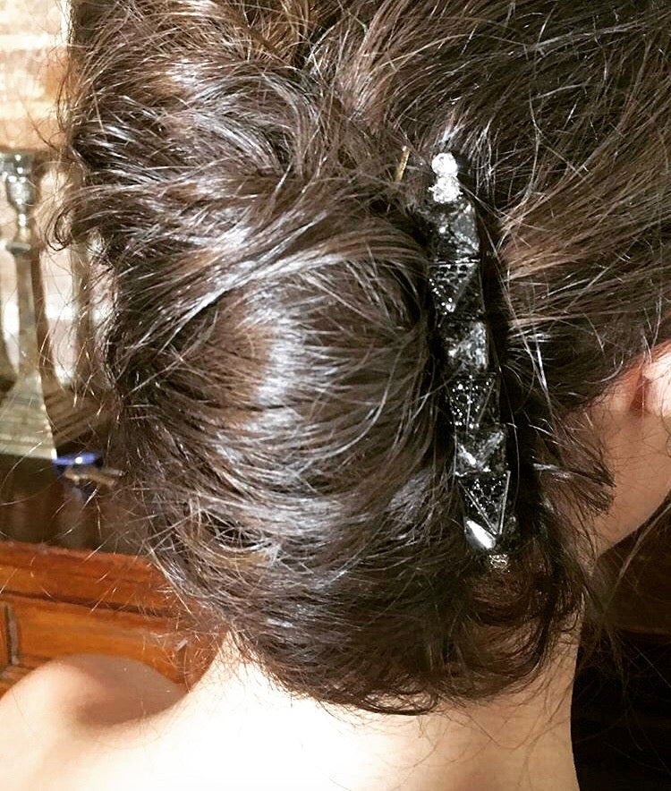 Gunmetal Crystal Spike Pyramid Hair Comb