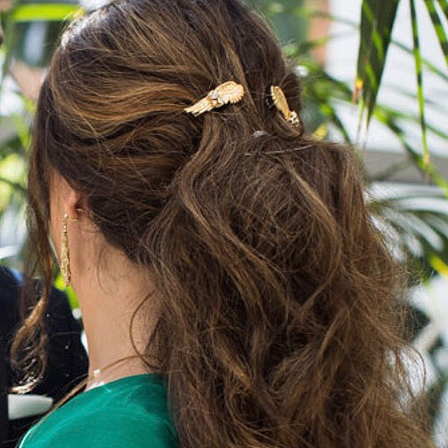 Gold Crystal Wings Barrette