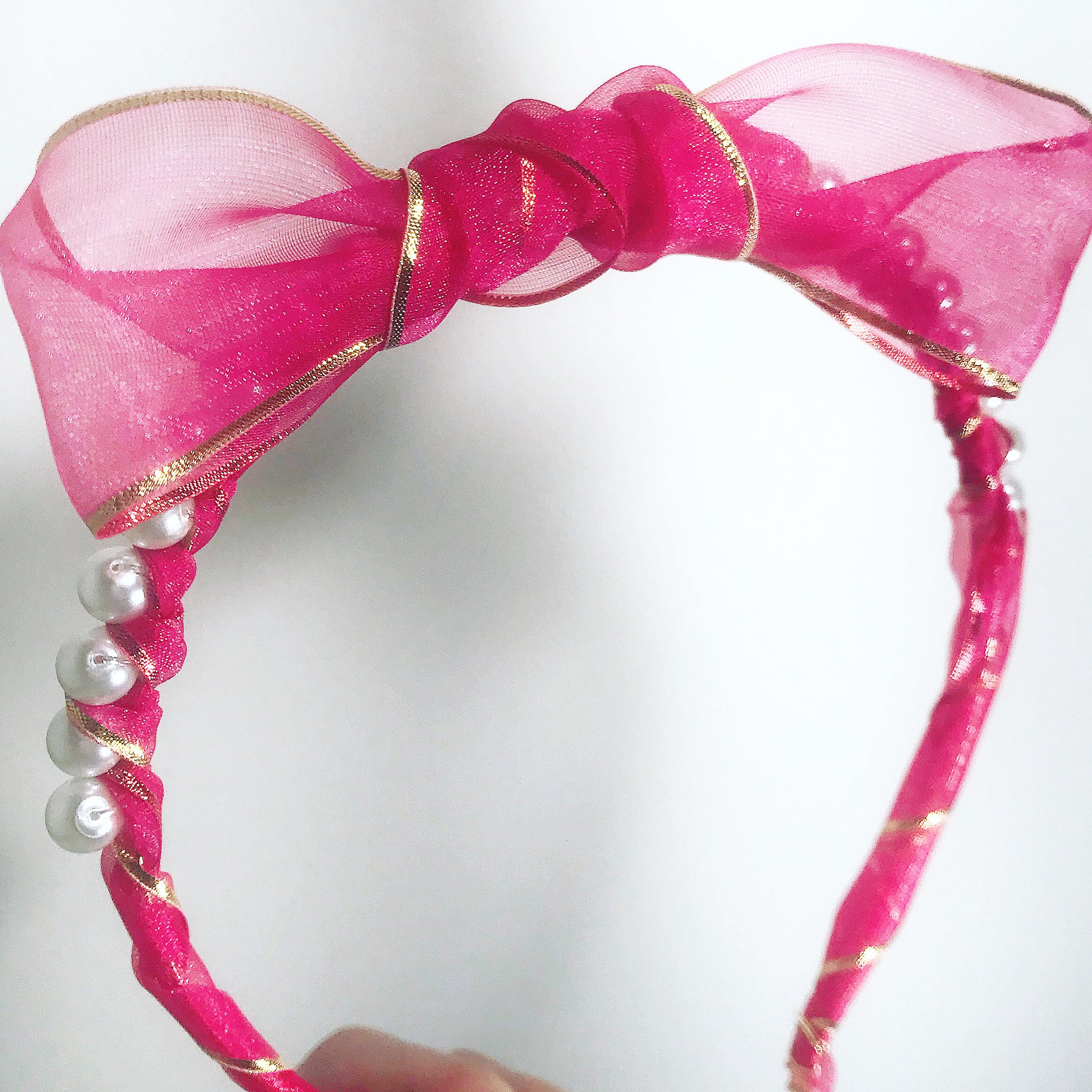 Organza Bow Pearl Headband