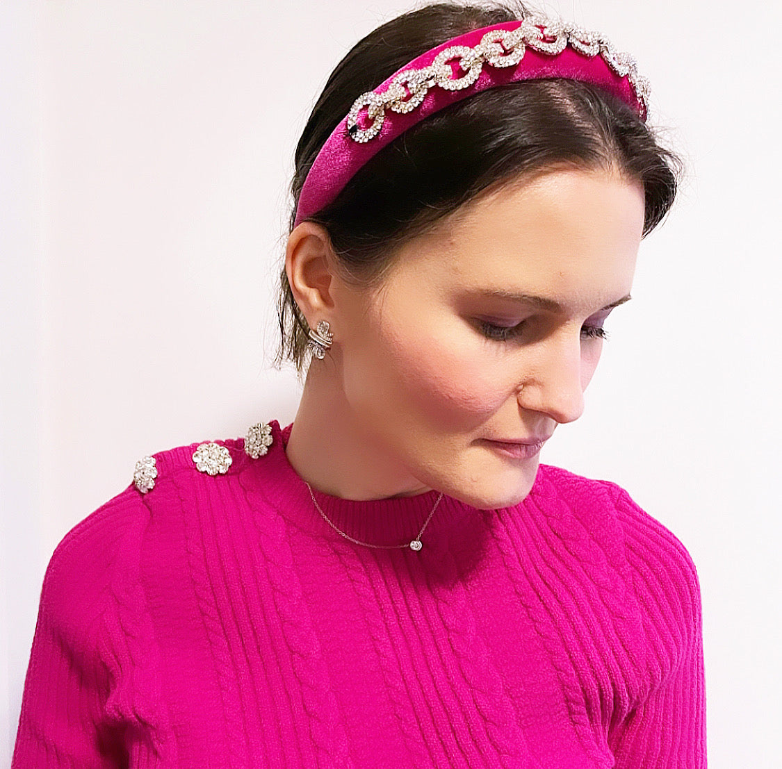 Crystal Chain Velvet Padded Headband