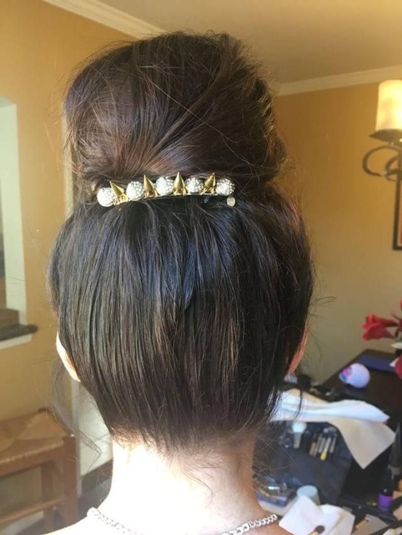 Gold Crystal Spike Barrette
