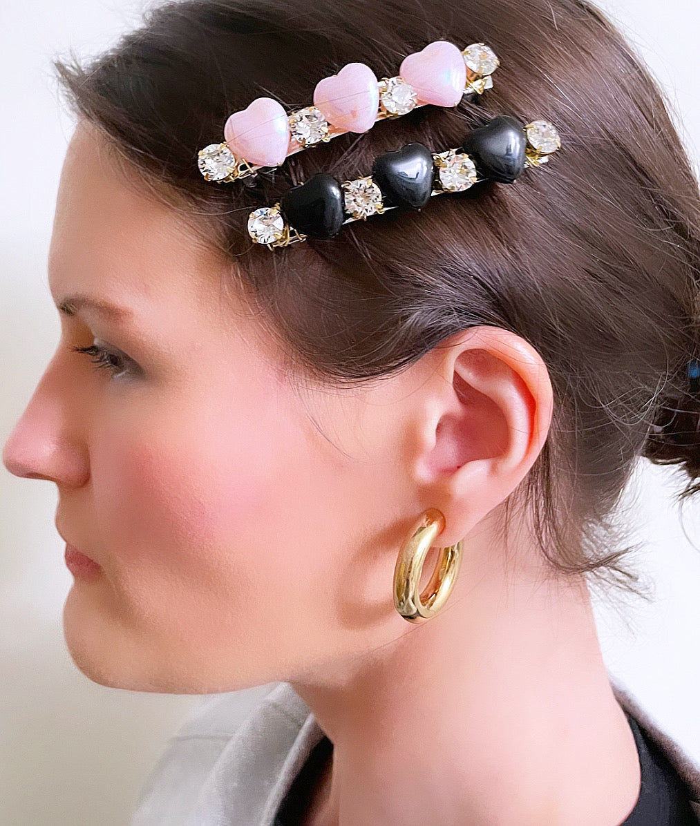 Crystal Heart Barrette