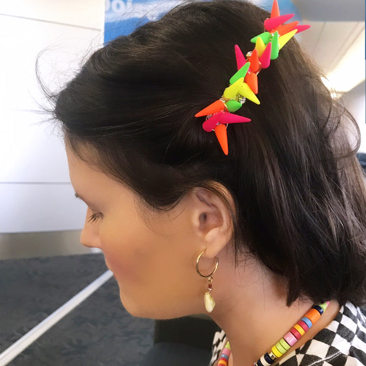 Neon Crystal Spike Barrette