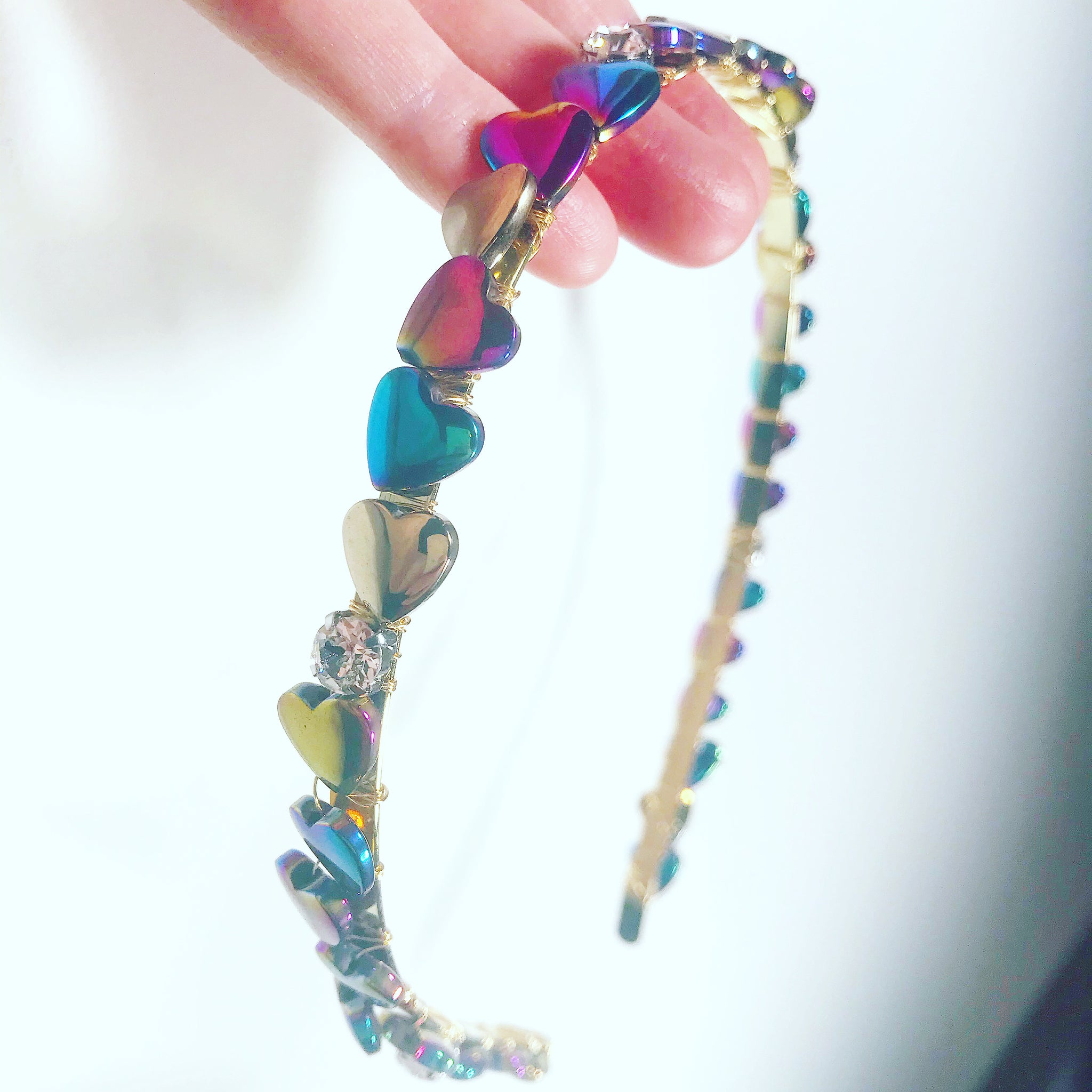 Rainbow Heart Crystal Crown
