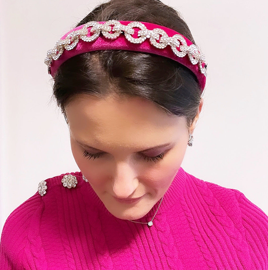 Crystal Chain Velvet Padded Headband