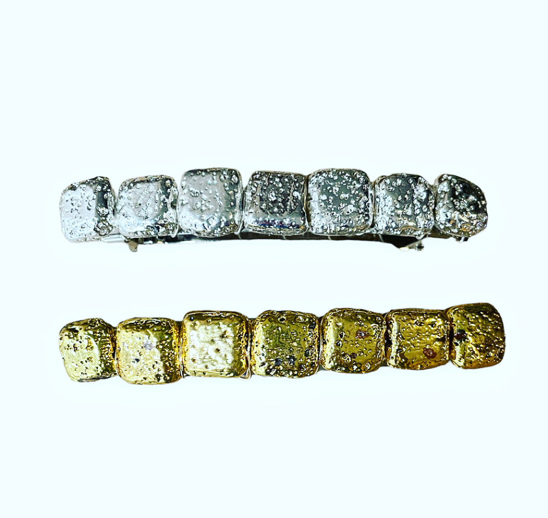 Metallic Gemstone Rock Barrette