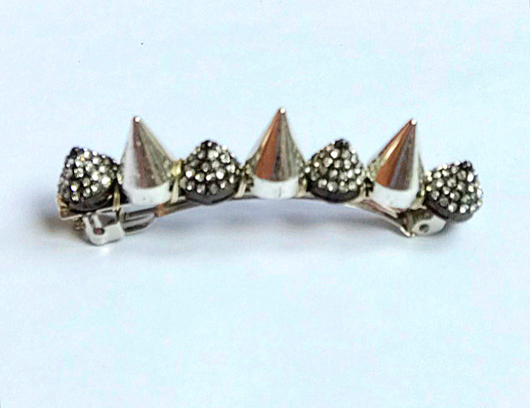 Gunmetal Crystal & Silver Spike French Barrette