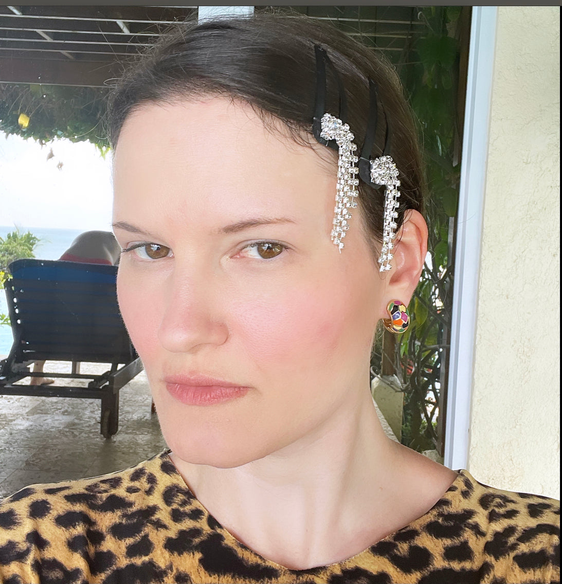 Crystal Flower Fringe Snap Clip