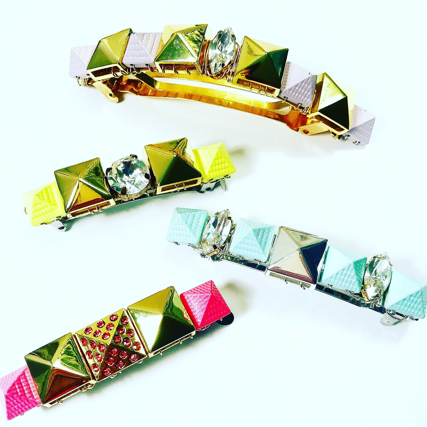 Lilac Pyramid Crystal Cuff Barrette