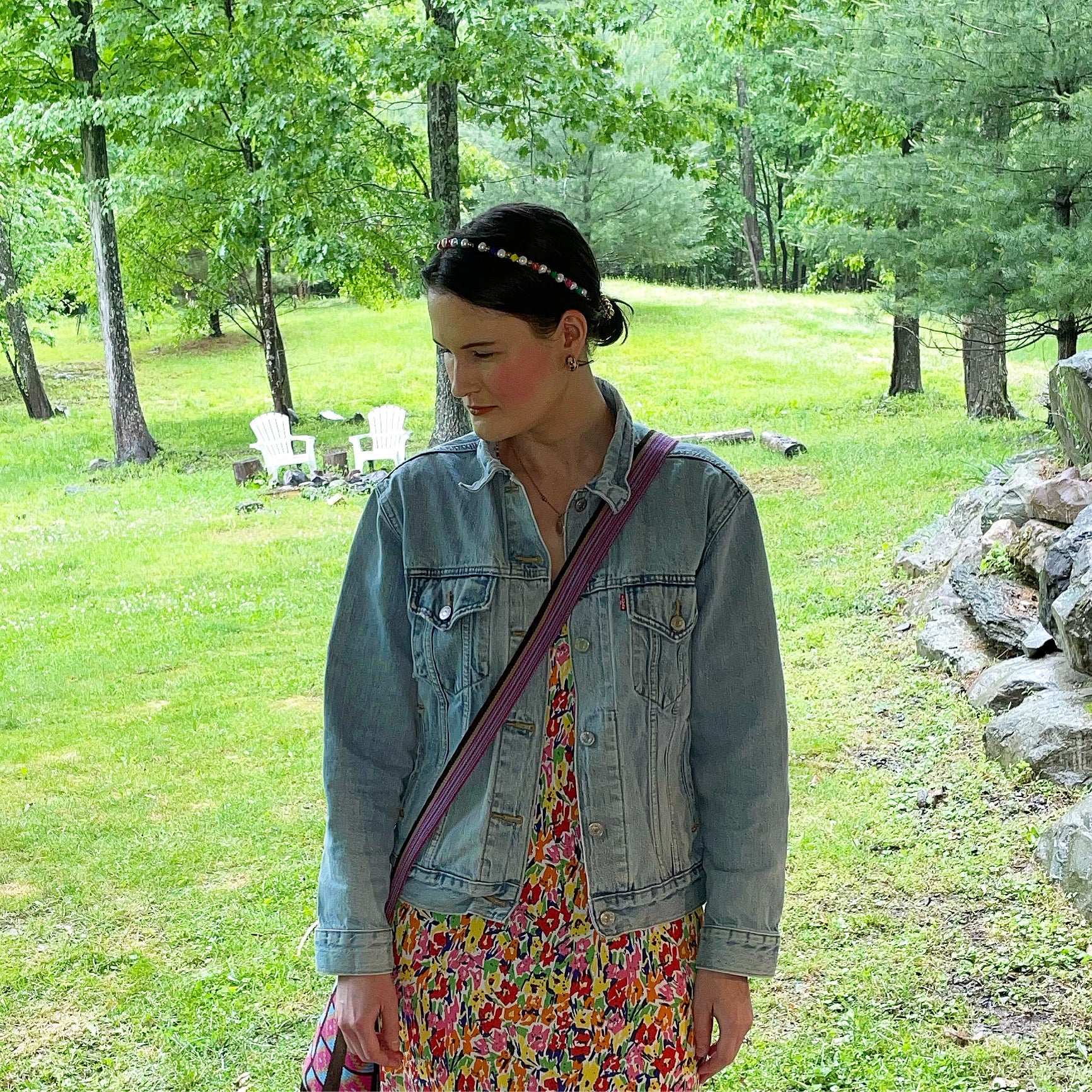 Rainbow Glass Pearl Studded Headband