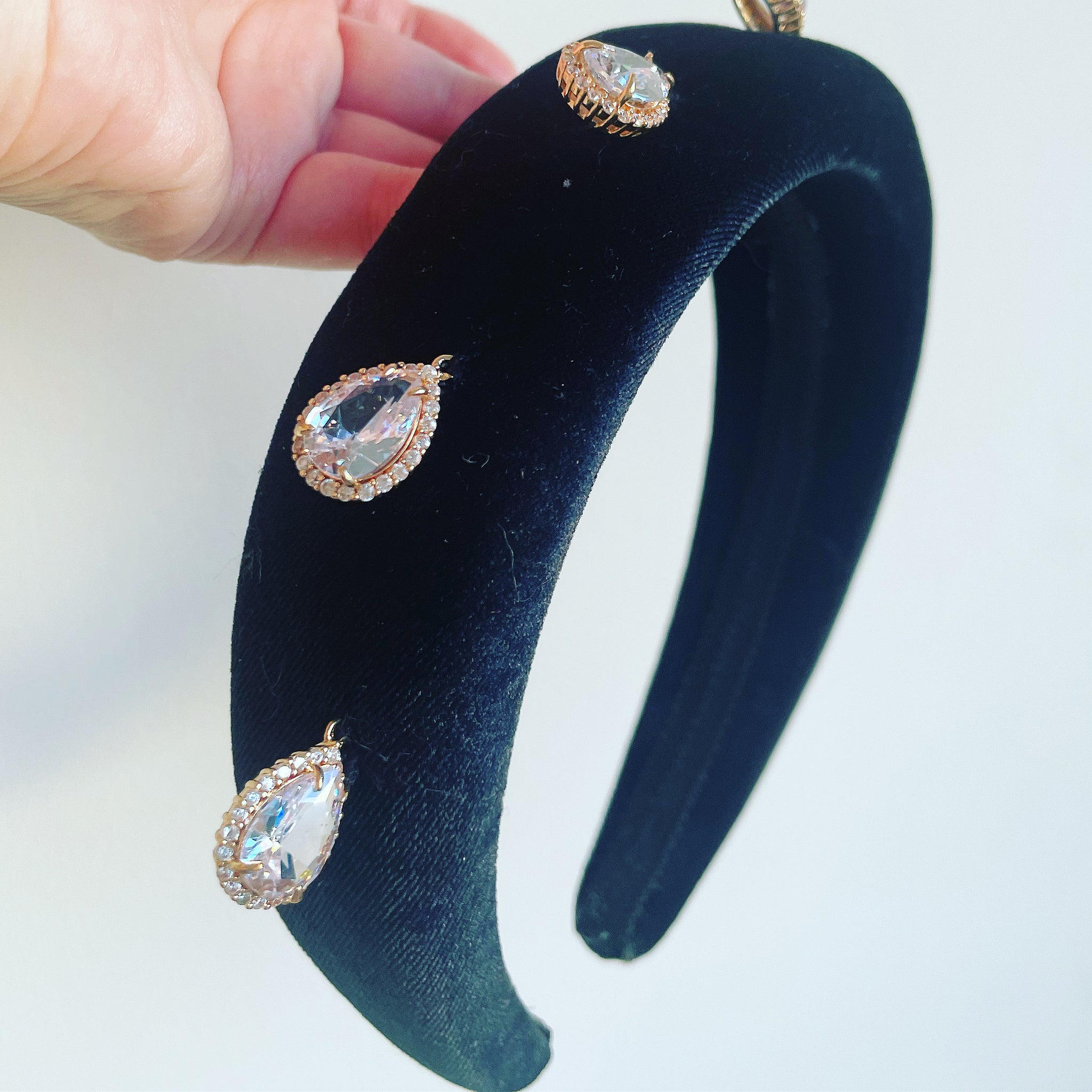 Crystal Teardrop Velvet Padded Headband