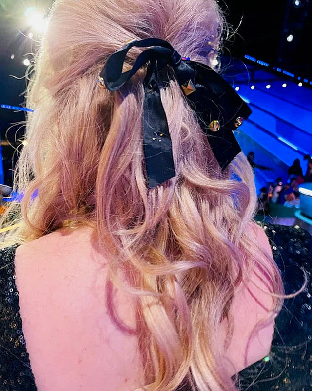 Satin Studded Bow Barrette