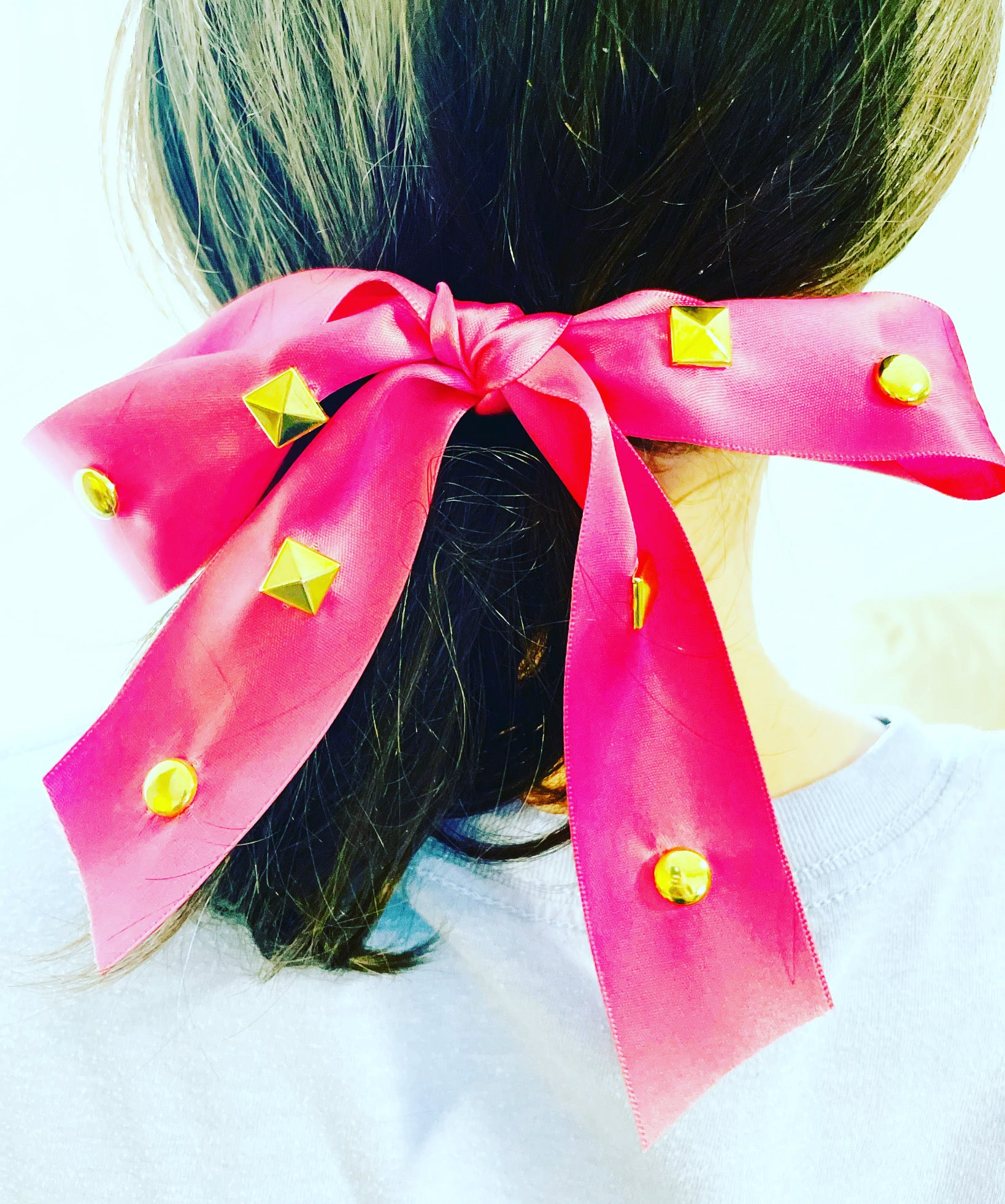 Satin Studded Bow Barrette