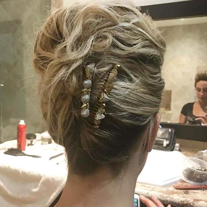 Gold Crystal Spike Barrette
