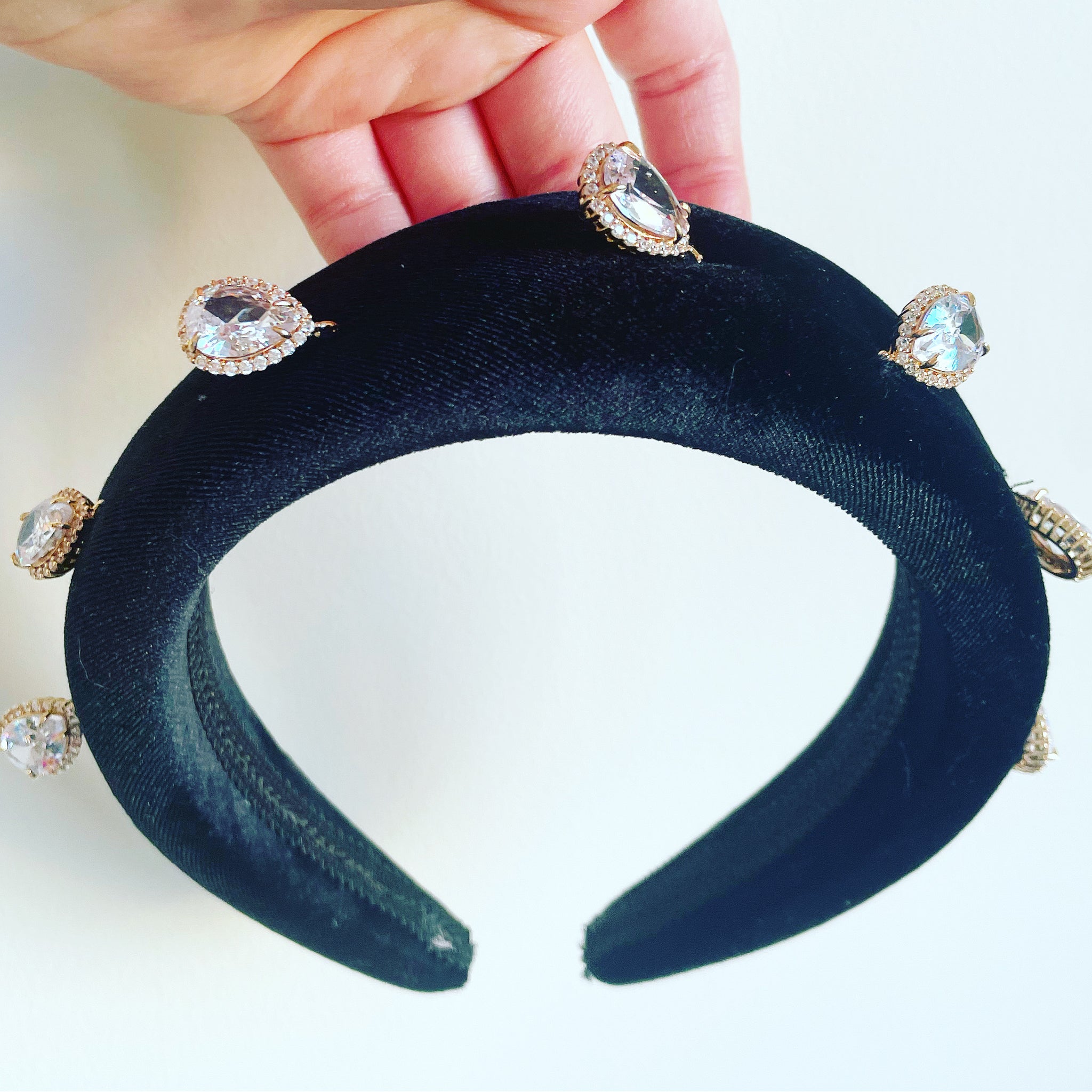 Crystal Teardrop Velvet Padded Headband