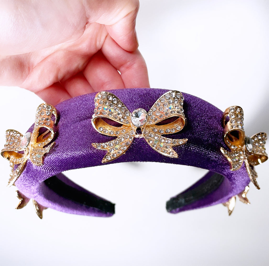 Crystal Bow Velvet Padded Headband